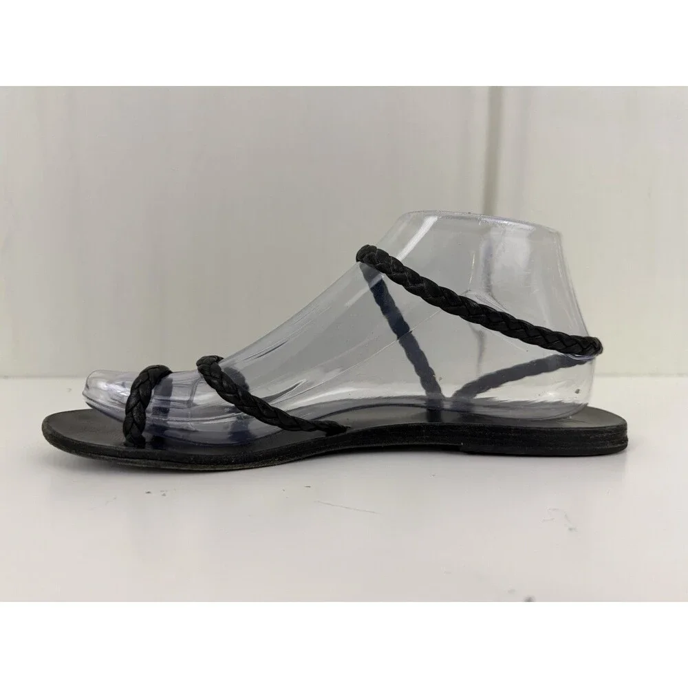 Ancient Greek Sandals Eleftheria Black Braided Leather Straps EU 39 Gladiator